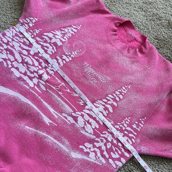 Vintage 1991 San Segal Pink White Nature Printed Graphic Crewneck Sweatshirt - Picture 4 of 6